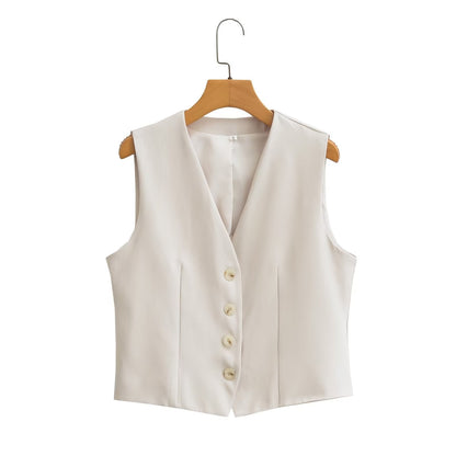 Solid Color Split Vest and Pants Sets