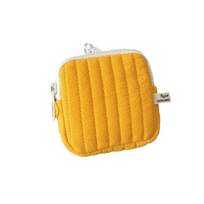 Mini Quilted Headphone Case Stylish Casual Keychain Pouch