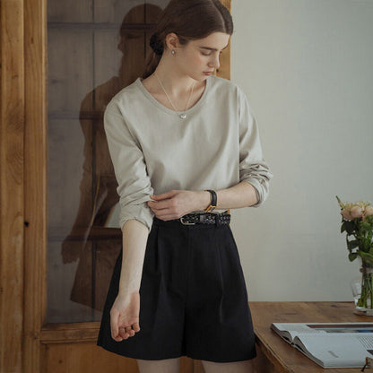 Casual Solid Cotton T-Shirt Relaxed Fit for Women