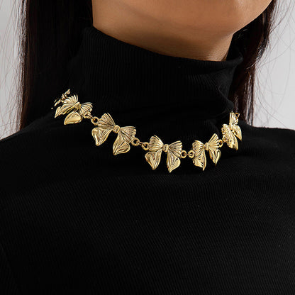 Trendy Ccb Letter Choker Necklace With Handmade Pearl Bow