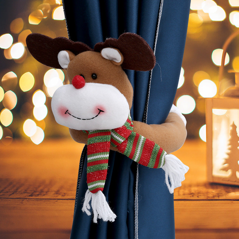 2pcs Cartoon Snowman Santa Christmas Curtain Tiebacks