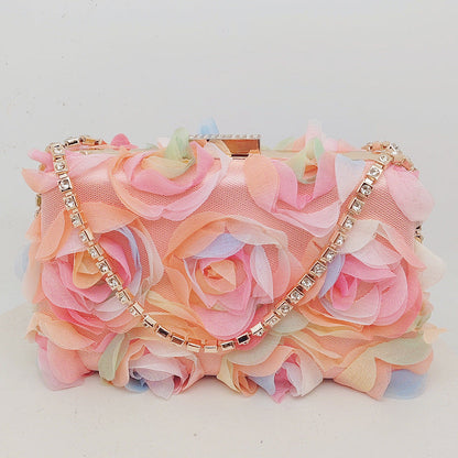 Chic Floral Chiffon Evening Clutch Party Bag