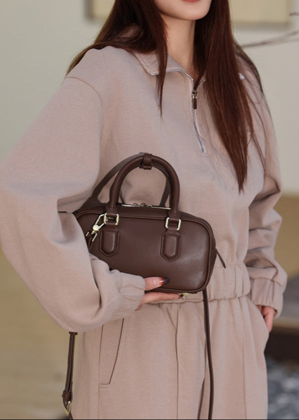 Mini Faux Leather Crossbody Bag Boxy Design