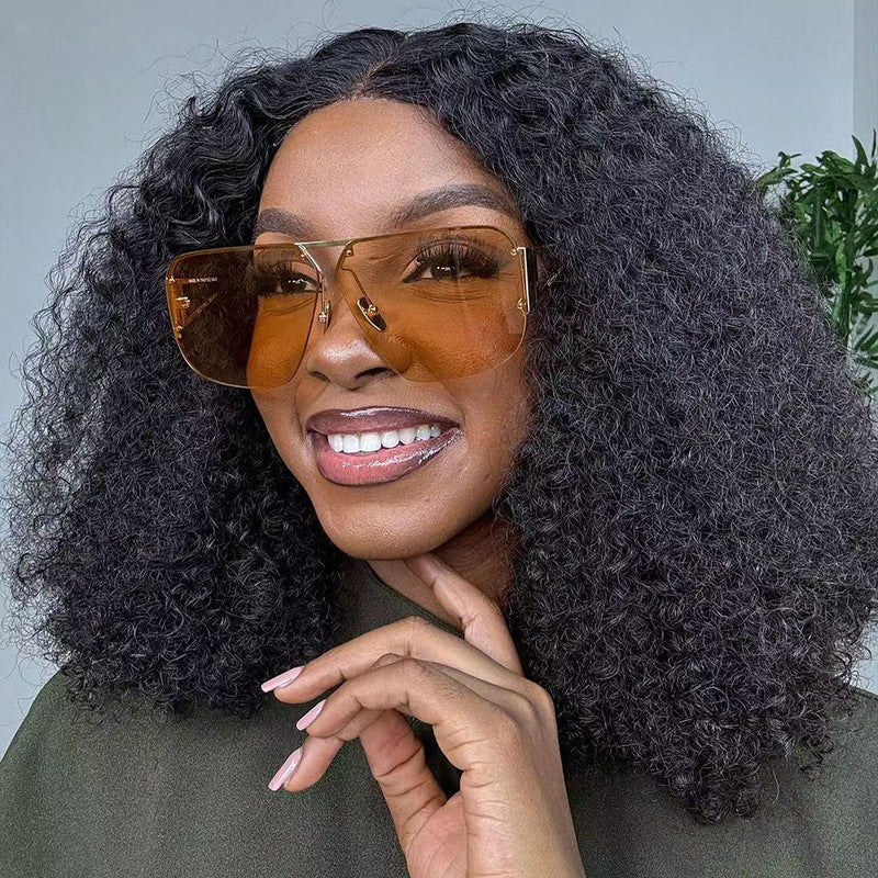 Trendy Metal Half-Frame Sunglasses with UV Protection