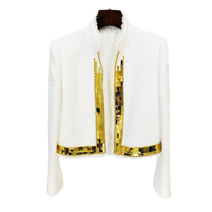 Elegant Wool Blend Jacket with Metallic Details