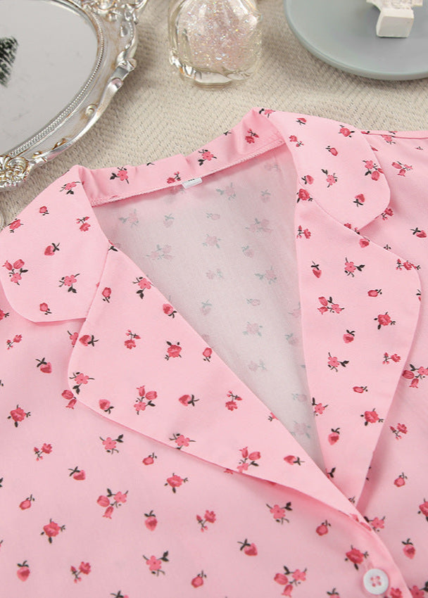 Floral Cotton Pajama Set Relaxed Fit Two Piece