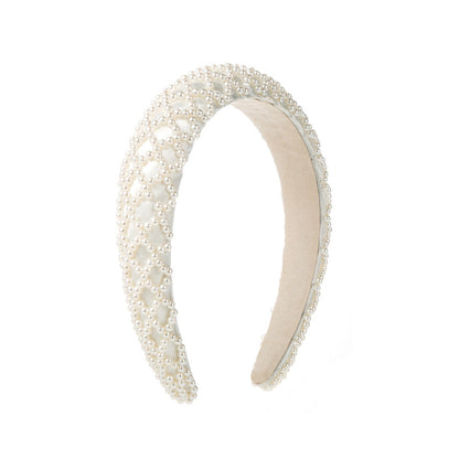 Vintage Style Pearl Headband Handmade Beaded Hairband for Casual Outings