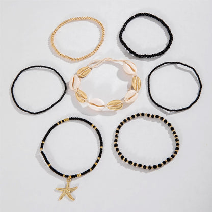 Bohemian Seashell Beaded Anklets Set With Starfish Elements