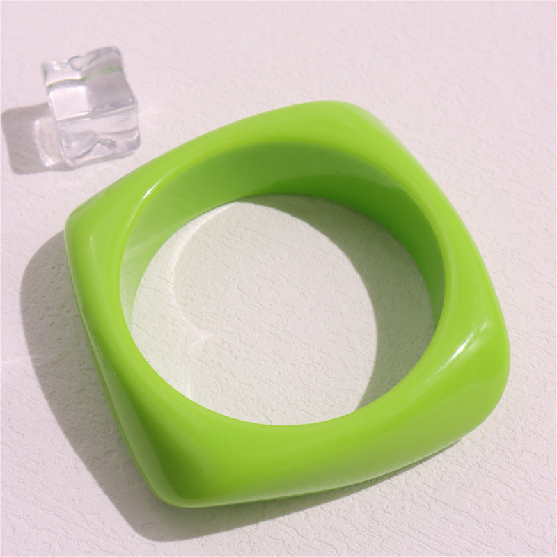 Multicolor Irregular Square Acrylic Bracelets