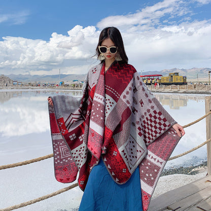 Split Thick Fashion Tibetan Shawl Scarf