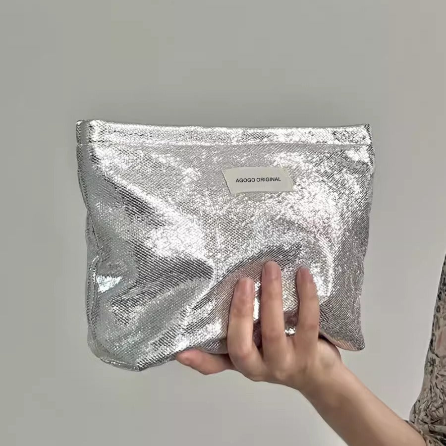 Simple Shining Large Capacity Portable Cosmetic Bag