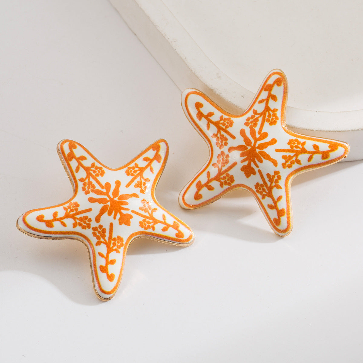 Marine Starfish Enamel Earrings Trendy Beach Vacation Style