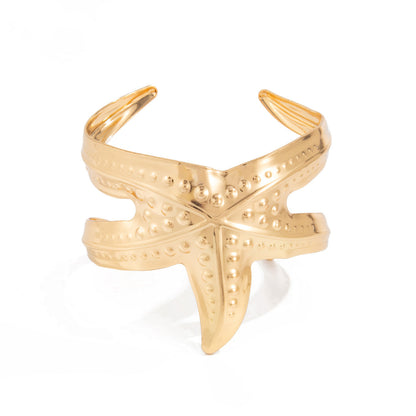 Metallic Retro Starfish Bangle Fashion Open Bracelet