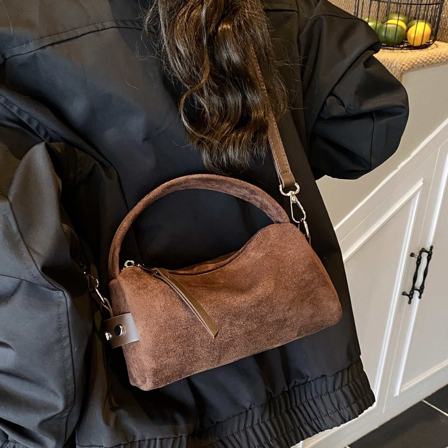 Retro Suede Handheld Pillow Bag Casual Shoulder Bag