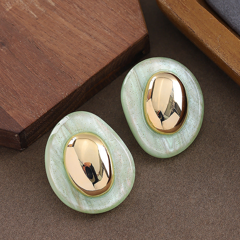 Geometric Resin Earrings With 925 Silver Pins