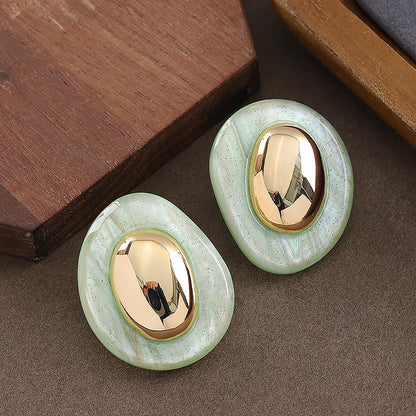 Geometric Resin Earrings With 925 Silver Pins