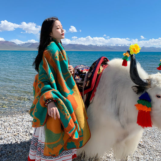 Ethnic Style Shawl Blanket Warm Cloak Cloak Tibetan Scarf
