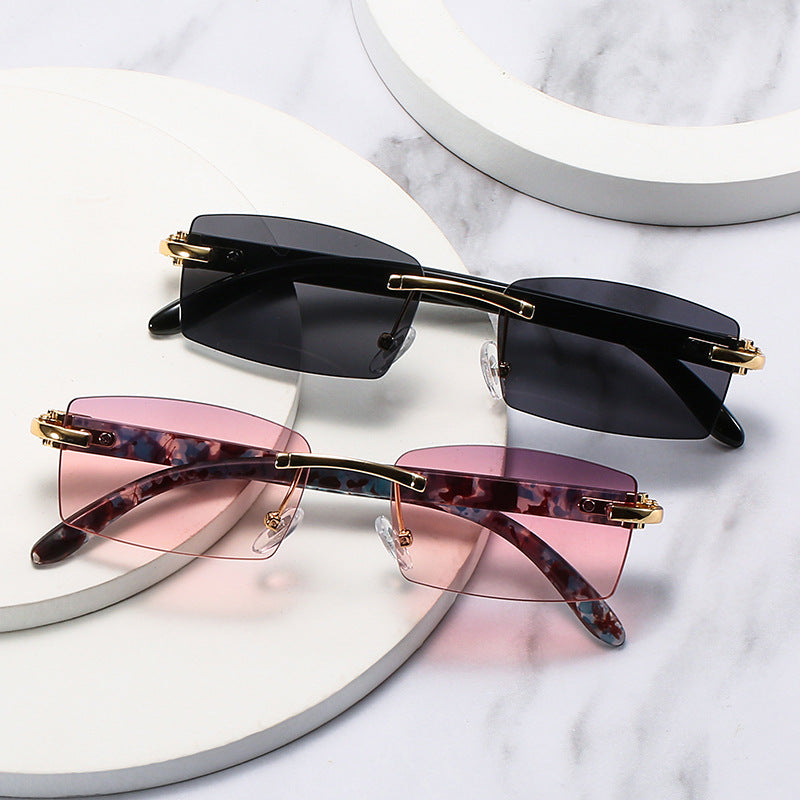 Trendy Unframed Square Sunglasses Jelly Color UV400 Protection
