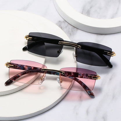 Trendy Unframed Square Sunglasses Jelly Color UV400 Protection