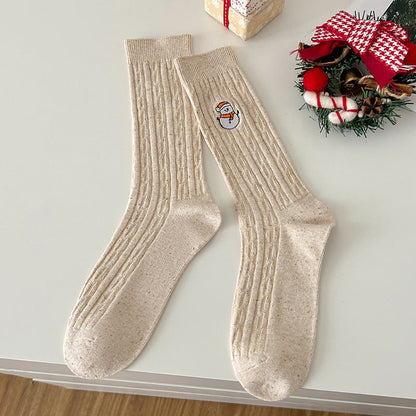 Winter Ribbed Polka Dots Christmas Crew Socks