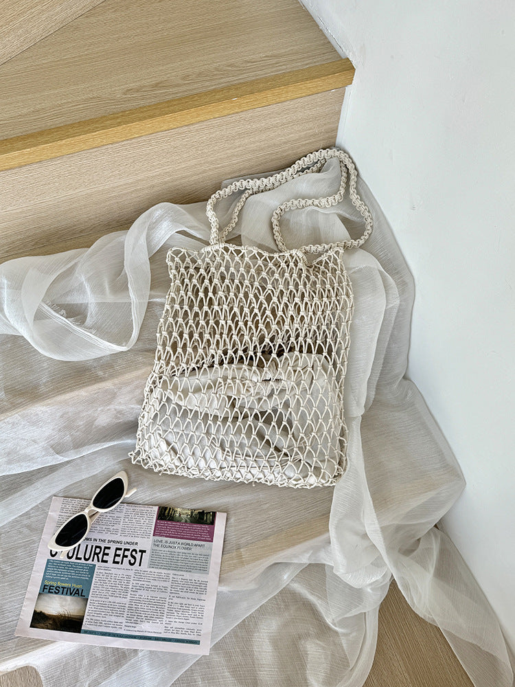 Trendy Woven Tote Bag Stylish Casual Vacation Handbag