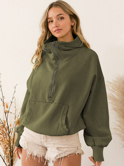 Trendy Color Block Hooded Sweatshirt Comfortable Casual Top