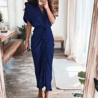 Trendy V-Neck Printed Maxi Dress Elegant Commuter Style