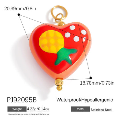 Hand-Painted DIY Jewelry Accessories Summer Dopamine Glass Heart Pendant