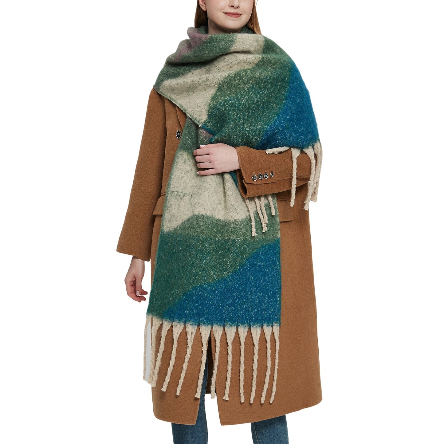 Comtrast Color Tassel Mohair Scarves
