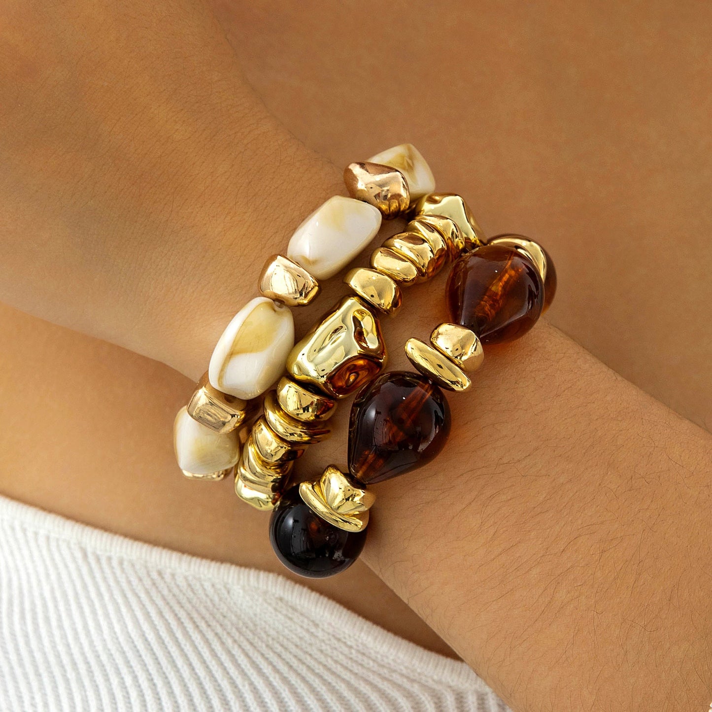 Exaggerated Acrylic Bead Bracelet Set Colorful Retro Jewelry