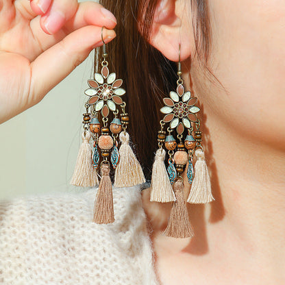 Bohemian Handmade Woven Tassel Earrings Trendy Versatile Jewelry