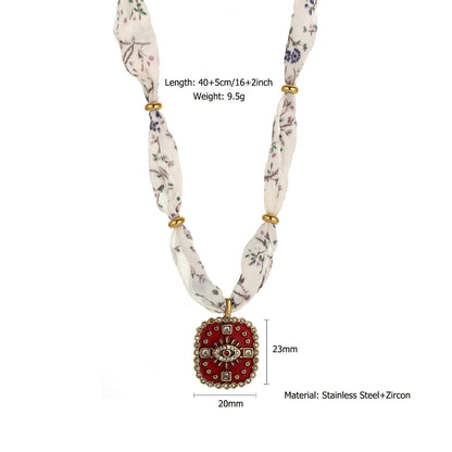 Simple Enamel Pendant Choker Scarf Necklace
