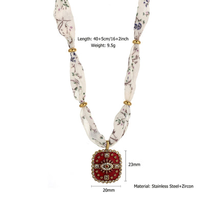 Simple Enamel Pendant Choker Scarf Necklace
