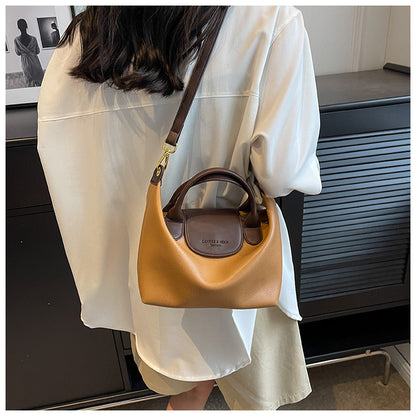 Minimalist Leather Top Handle Shoulder Bucket Bag