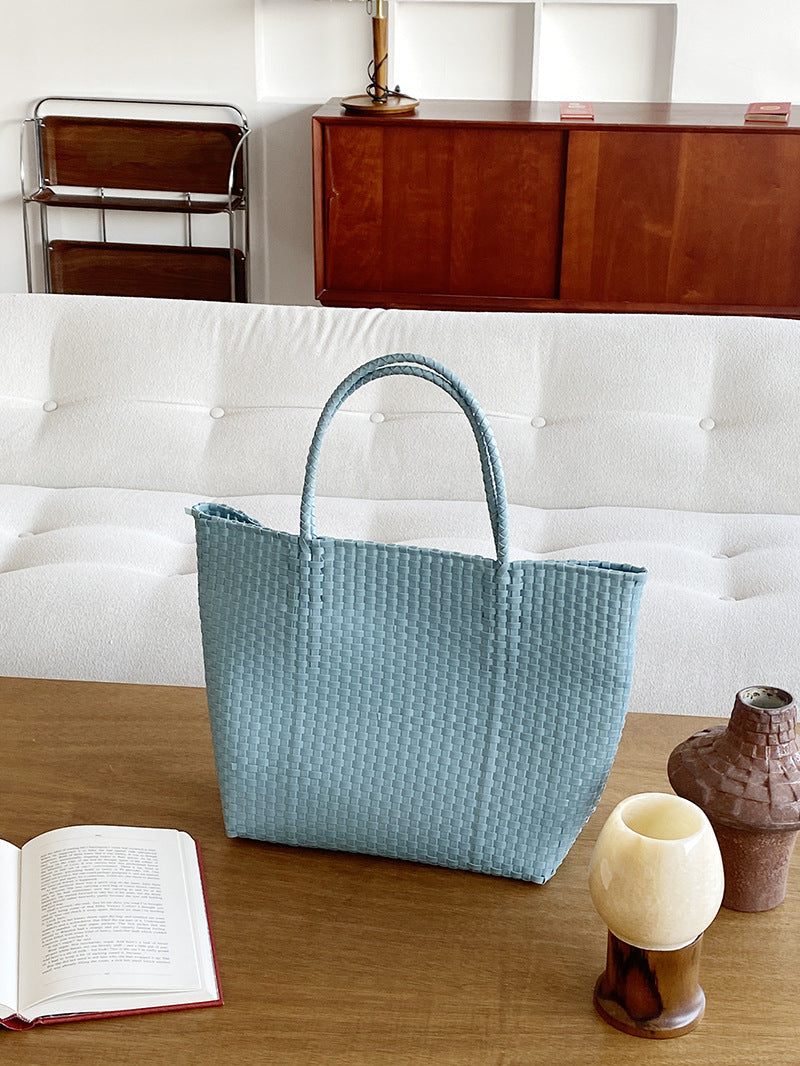 Summer Straw Tote Bag Handmade PVC Beach Shoulder Bag