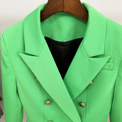 Green Blazer With Metal Lion Head Buttons