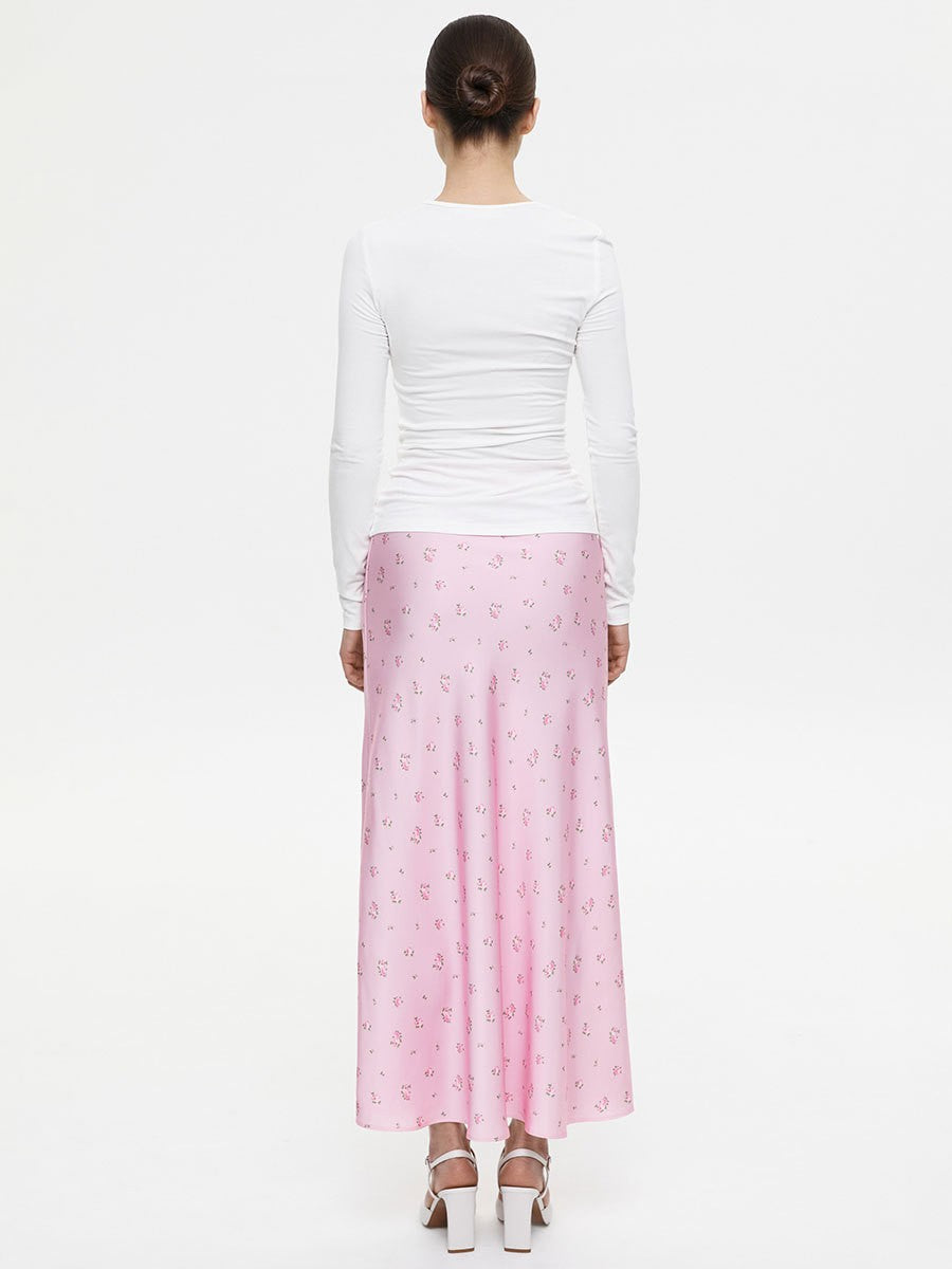 Floral Print High-Waisted Midi Skirt Elegant A-Line Style