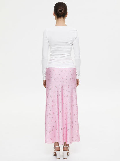 Floral Print High-Waisted Midi Skirt Elegant A-Line Style
