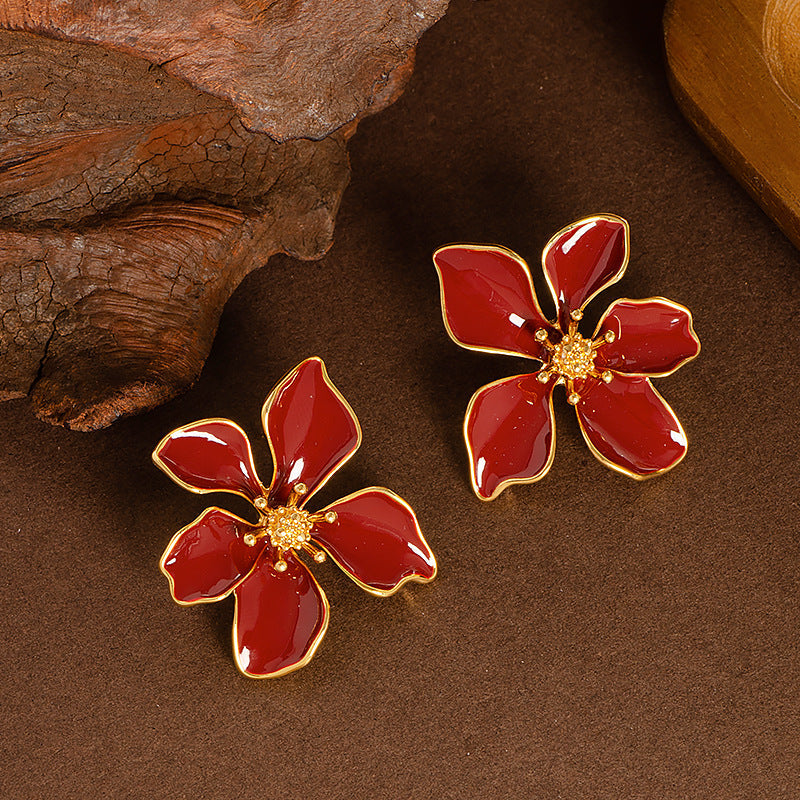 Floral Drop Earrings For Women Silver Studs Elegant Design