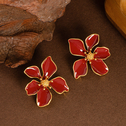 Floral Drop Earrings For Women Silver Studs Elegant Design