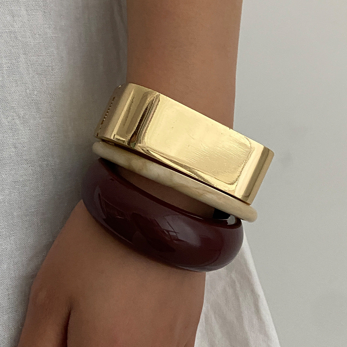 Trendy Metal Square Wide Cuff Bracelet for Women