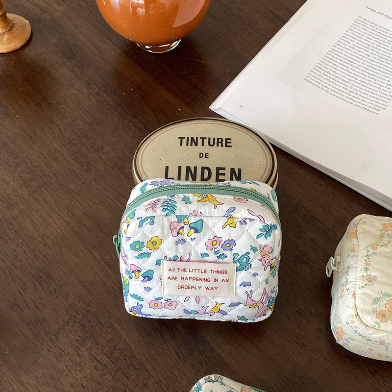 Quilted Makeup Bag with Animal Prints - Breathable & Portable