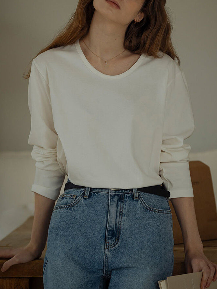 Casual Solid Cotton T-Shirt Relaxed Fit for Women