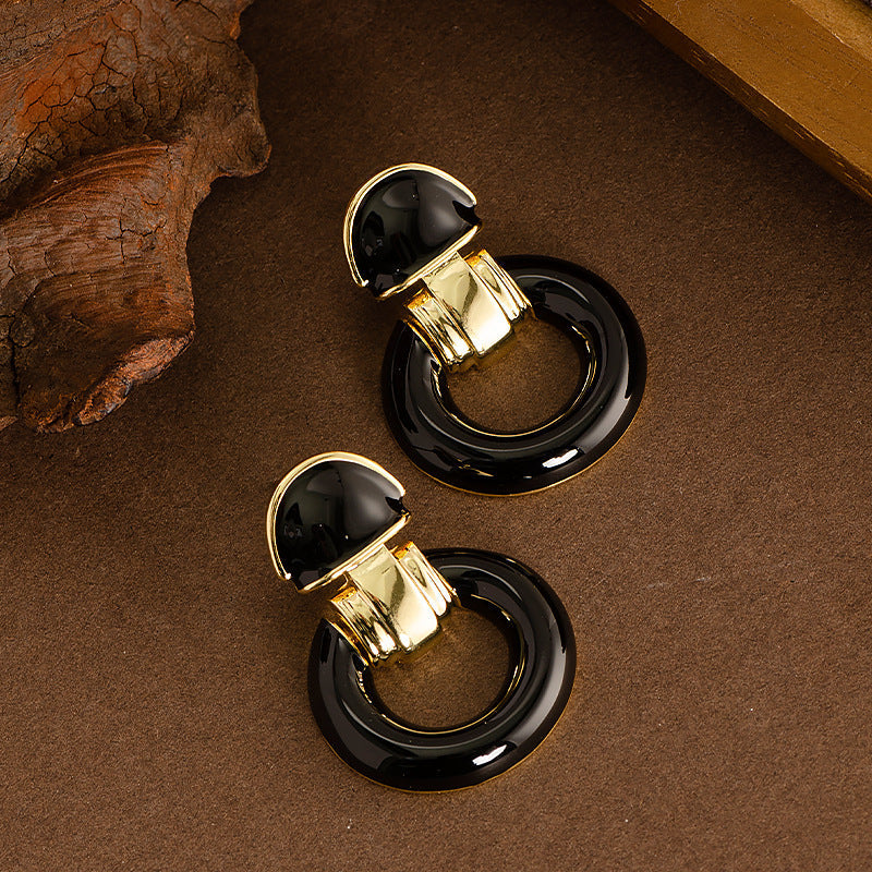 Geometric Circle Drop Earrings Retro Elegance With 925 Silver Pins