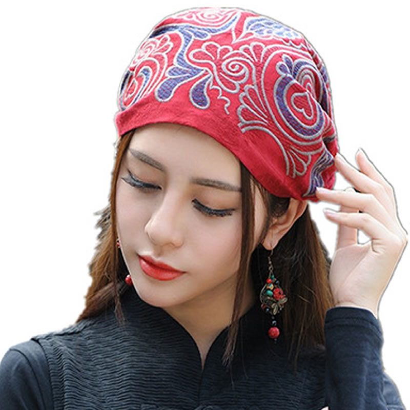 New National Style Women'S Clothing Retro Embroidered Hat