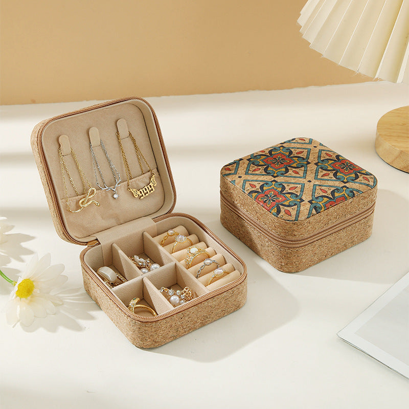 Soft Wood Print Zipper Jewelry Case
