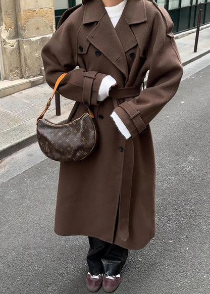 Classic Double Breasted Wool Overcoat With Tailored Fit