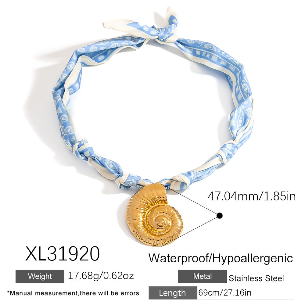 Stainless Steel Scarf Necklace with Fruit and Animal Pendants