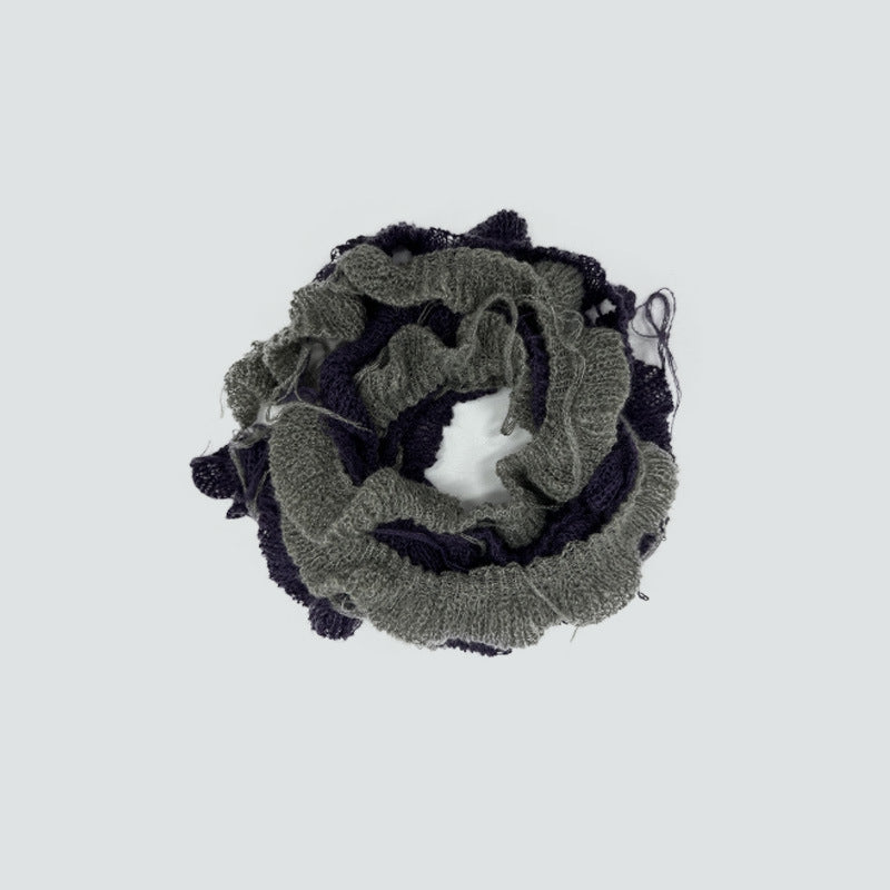 Spiral Knit Wool Blend Scarf with Fringe for Unisex