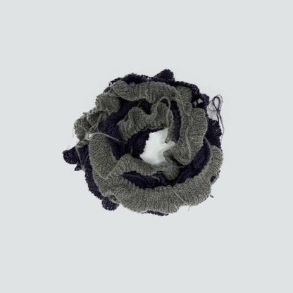 Spiral Knit Wool Blend Scarf with Fringe for Unisex